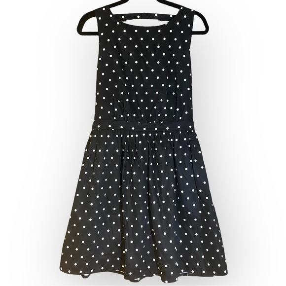 Cynthia Rowley Black & White Polka Dot ALine Sleeveless Cotton Dress Size 10 - Picture 1 of 11